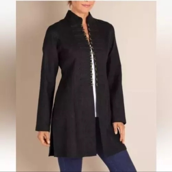 Soft Surroundings Sheffield Coins Military Style Longline Jacket Coat Size M - Picture 1 of 10
